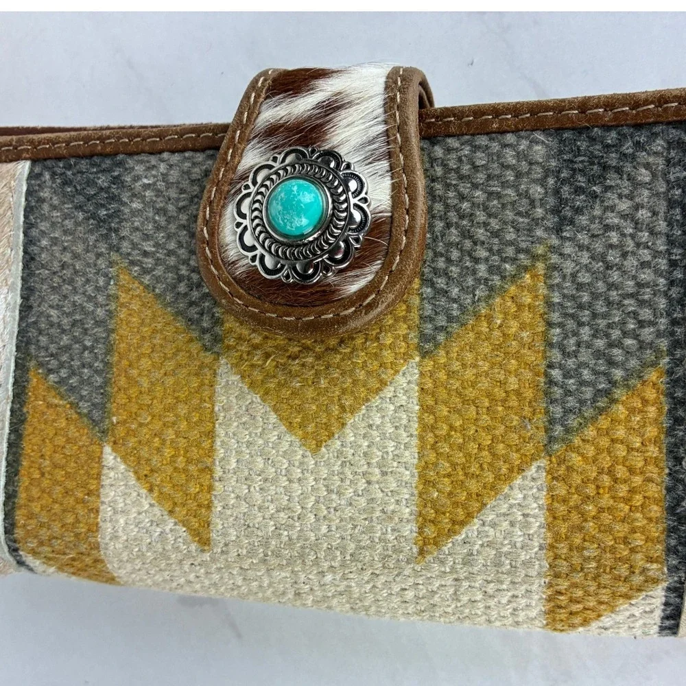 United Supply Co Brown Cowhide Concho Wallet - OS - Boho Western Southwestern